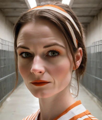 ron mueck,woman face,a wax dummy,woman's face,photoshop manipulation,orange,digital compositing,head woman,the girl's face,female model,droste effect,prisoner,photo manipulation,realdoll,the girl at the station,cgi,murcott orange,physiognomy,orange color,woman thinking,Photography,Realistic