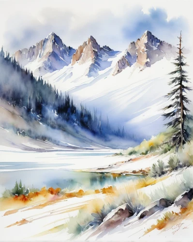 winter landscape,snow landscape,salt meadow landscape,snowy landscape,watercolor pine tree,watercolor background,christmas landscape,mountain landscape,winter background,landscape background,snow scene,winter lake,watercolor christmas background,watercolor,mountain scene,watercolor painting,ice landscape,natural landscape,mountainous landscape,watercolor paint,Illustration,Paper based,Paper Based 11