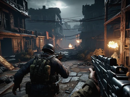 warsaw uprising,shooter game,submachine gun,screenshot,videogame,verdun,battlefield,war zone,black city,visual effect lighting,videogames,blind alley,graphics,stalingrad,action-adventure game,deadwood,game art,development concept,shootfighting,outbreak,Illustration,Realistic Fantasy,Realistic Fantasy 36