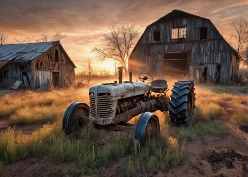 farm tractor,old tractor,tractor,farmstead,farm landscape,country style,farm set,rural style,rural landscape,rural,agricultural machinery,farm background,country side,rustic,dirt road,country,the farm,old wagon train,wild west,threshed,Photography,Artistic Photography,Artistic Photography 04