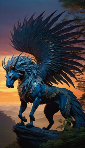 gryphon,griffon bruxellois,painted dragon,garuda,griffin,forest dragon,cynorhodon,kelpie,fantasy picture,fantasy art,pegasus,dragon design,heroic fantasy,black dragon,sphinx pinastri,dragon,northrend,dusk background,nine-tailed,phoenix rooster,Illustration,Realistic Fantasy,Realistic Fantasy 29