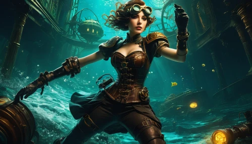 steampunk,the enchantress,sorceress,transistor,fantasy art,tiber riven,fantasy picture,callisto,heroic fantasy,celtic queen,the sea maid,black pearl,blue enchantress,sci fiction illustration,merfolk,fantasy portrait,game illustration,arcanum,maelstrom,rosa ' amber cover,Art,Classical Oil Painting,Classical Oil Painting 24