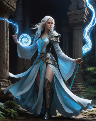 blue enchantress,sorceress,mage,zodiac sign libra,fantasy picture,libra,dodge warlock,summoner,ice queen,fantasy woman,mezzelune,elsa,heroic fantasy,the enchantress,winterblueher,show off aurora,dark elf,goddess of justice,fantasy art,magic grimoire,Art,Artistic Painting,Artistic Painting 24