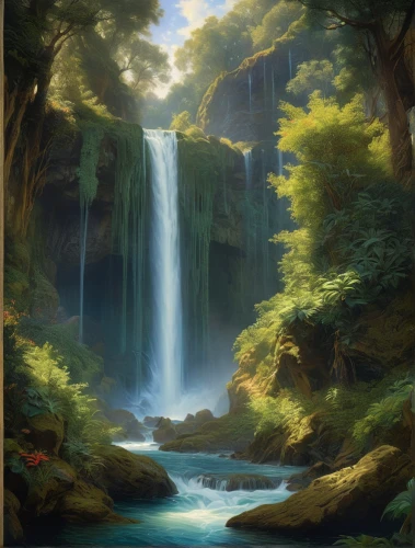 wasserfall,bridal veil fall,water fall,waterfall,brown waterfall,water falls,green waterfall,ash falls,fantasy landscape,waterfalls,falls,landscape background,falls of the cliff,forest landscape,a small waterfall,cascading,ilse falls,cascade,fantasy picture,forest background,Conceptual Art,Fantasy,Fantasy 05