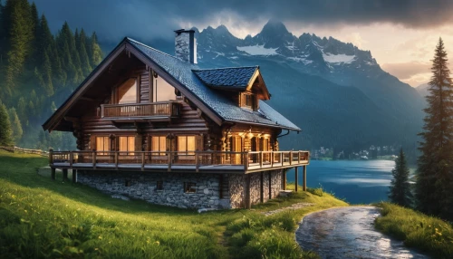 house in mountains,house with lake,house in the mountains,the cabin in the mountains,lonely house,house in the forest,house by the water,summer cottage,small cabin,log home,beautiful home,little house,log cabin,wooden house,mountain hut,home landscape,small house,miniature house,swiss house,cottage,Photography,General,Realistic