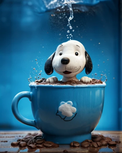 snoopy,cup of cocoa,coffee background,mocaccino,hot chocolate,cute coffee,peanuts,hot cocoa,water dog,pouring tea,teacup,cinema 4d,a cup of coffee,tea zen,cocoa,macchiato,dog in the water,tea cup fella,cup of coffee,surface tension,Photography,General,Cinematic