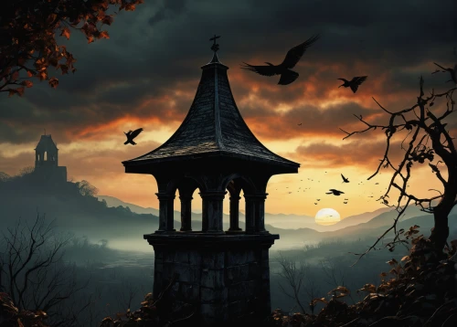 halloween background,halloween wallpaper,haunted castle,fantasy picture,haunted cathedral,ghost castle,witch house,halloween scene,witch's house,the haunted house,autumn background,halloween and horror,gothic style,gothic architecture,halloween poster,castle of the corvin,dark gothic mood,haunted house,fantasy landscape,gothic,Illustration,Retro,Retro 24