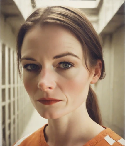 woman face,prisoner,orange,woman's face,the girl's face,the girl at the station,daisy jazz isobel ridley,prison,olallieberry,scared woman,violence against women,women's eyes,a wax dummy,female doctor,hd,burglary,silphie,woman portrait,cgi,female face,Photography,Polaroid