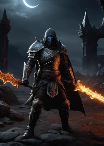 massively multiplayer online role-playing game,blacksmith,iron mask hero,heroic fantasy,raider,crucible,warlord,skyrim,torchlight,templar,kadala,shredder,crusader,dark elf,the white torch,death god,hooded man,witcher,cleanup,4k wallpaper,Art,Artistic Painting,Artistic Painting 33