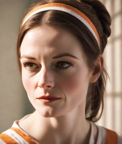 daisy jazz isobel ridley,clementine,princess leia,clove,headband,orange,orange robes,bb-8,bb8,retro woman,piper,daisy,head woman,daisy 2,orange color,portrait of a girl,orange half,retro girl,katniss,porcelain doll,Photography,Natural