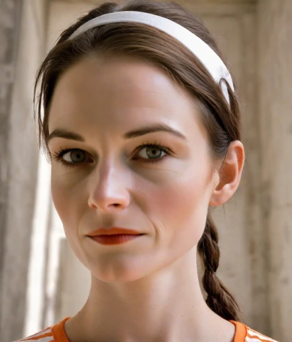 daisy jazz isobel ridley,british actress,sarah walker,orange,woman face,mime artist,clementine,female doctor,head woman,a wax dummy,beautiful face,woman's face,mime,jane austen,forehead,female hollywood actress,the girl's face,orange robes,two face,iulia hasdeu castle,Photography,Realistic