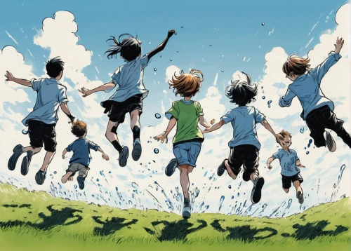 flying dandelions,jump,soccer kick,flying seeds,children's soccer,jump river,axel jump,long jump,my hero academia,soccer team,flying girl,fairies aloft,iron blooded orphans,jumping,flying seed,recess,summer sky,flying birds,high jump,leap for joy,Illustration,Black and White,Black and White 34