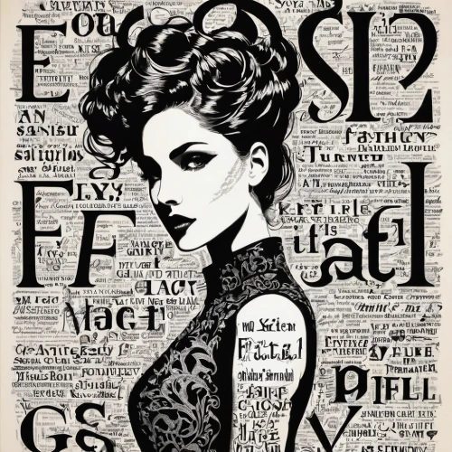 fashion illustration,magazine cover,femme fatale,cover,magazine - publication,typography,periodical,the zodiac sign pisces,cover girl,gothic fashion,gypsy,the print edition,horoscope pisces,painted lady,rockabella,bad girl,tattoo girl,fashion girl,print publication,pinup girl,Illustration,Vector,Vector 21