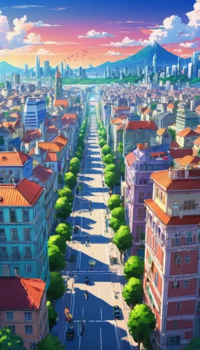 colorful city,city highway,tokyo city,city trans,fantasy city,cityscape,city view,tokyo,moc chau hill,sakura background,honolulu,tokyo ¡¡,kyoto,view of the city,cities,the city,city panorama,osaka,tsumugi kotobuki k-on,osomatsu,Illustration,Japanese style,Japanese Style 03