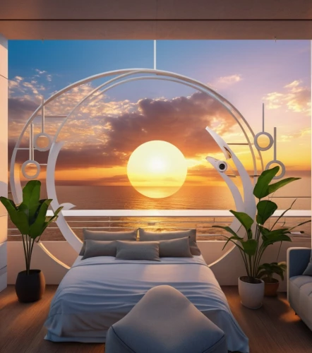canopy bed,window with sea view,cabana,porthole,bedroom window,sleeping room,room divider,ocean view,window treatment,tropical house,3-fold sun,beach furniture,dream beach,sky apartment,sundown audio,beach tent,3d background,sky space concept,modern decor,great room,Photography,General,Realistic