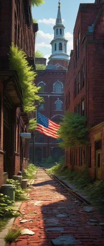 red brick,howard university,red bricks,boston,baltimore,old linden alley,massachusetts,capitol,georgetown,lafayette square,petersburg,capitol square,old town,statehouse,ellis island,nassau,capital hill,americana,brownstone,colonial,Illustration,Realistic Fantasy,Realistic Fantasy 27
