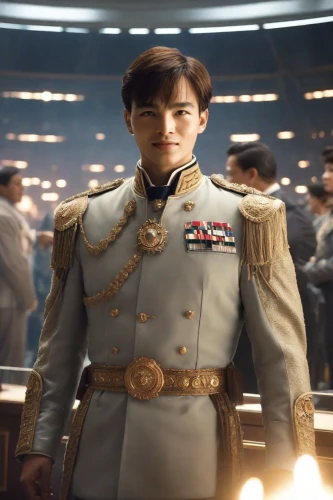 admiral von tromp,valerian,admiral,captain,military uniform,tan chen chen,military officer,imperial coat,imperial,emperor,naval officer,general,emperor of space,the emperor's mustache,bellboy,kimjongilia,a uniform,cadet,brown sailor,xiangwei,Photography,Cinematic