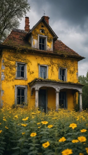 abandoned house,yellow garden,creepy house,witch's house,old house,abandoned place,house insurance,ancient house,the haunted house,old home,lonely house,haunted house,yellow mustard,abandoned places,dandelion hall,country house,witch house,woman house,abandoned,farm house,Photography,General,Fantasy
