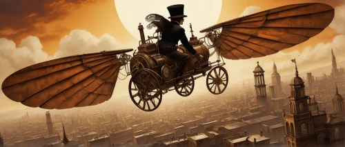 steampunk,flying machine,airship,airships,velocipede,air ship,triplane,hot air,flying insect,mary poppins,artificial fly,montgolfiade,biplane,tightrope walker,flying girl,fliederblueten,baron munchausen,fairies aloft,phaeton,steampunk gears,Illustration,Vector,Vector 14