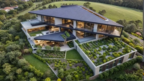 landscape designers sydney,landscape design sydney,modern house,timber house,bendemeer estates,grass roof,house in mountains,garden elevation,dunes house,luxury property,house in the mountains,eco-construction,modern architecture,beautiful home,large home,house shape,cube house,roof landscape,villa,house in the forest