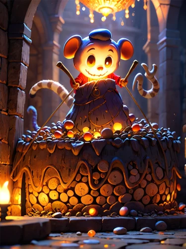 marshmallow art,game illustration,candy cauldron,mid-autumn festival,tealight,campfire,gingerbread maker,wishing well,marshmallows,moon cake,candle wick,monkey bread,pumpkin lantern,fireside,bear guardian,3d fantasy,tea-lights,tea light,cute bear,burning candle,Anime,Anime,Cartoon