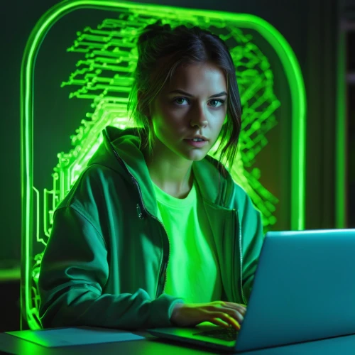 girl at the computer,neon human resources,women in technology,kasperle,cyber security,computer security,cyber crime,night administrator,cybersecurity,computer freak,hacking,cyber glasses,computer code,sysadmin,cyber,hacker,computer icon,laptop,digital identity,cyber monday social media post,Photography,General,Realistic