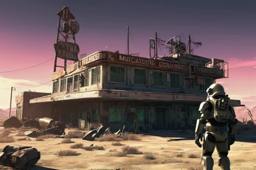 wasteland,wild west hotel,fallout4,fallout,pioneertown,fallout shelter,motel,area 51,wild west,dunes house,ghost town,post apocalyptic,mojave,post-apocalyptic landscape,bogart village,fresh fallout,holiday motel,the desert,barstow,desolate,Conceptual Art,Fantasy,Fantasy 02