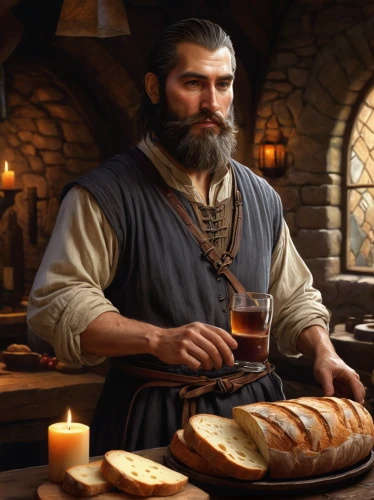 dwarf cookin,beer bread,thorin,bread recipes,bread wheat,dwarf sundheim,candlemaker,baking bread,the abbot of olib,bread time,graham bread,fresh bread,baker's yeast,cullen skink,merchant,bread,east-european shepherd,flagon,mead,nördlinger ries,Illustration,Realistic Fantasy,Realistic Fantasy 08