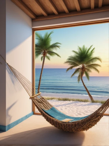 hammock,beach furniture,deckchair,hammocks,deckchairs,sunlounger,beach chair,dream beach,3d rendering,hanging chair,window with sea view,deck chair,tropical beach,beach chairs,tropical house,palm tree vector,cabana,3d background,umbrella beach,beach hut,Art,Artistic Painting,Artistic Painting 03