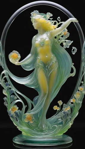 glasswares,water nymph,shashed glass,junshan yinzhen,glass vase,glass painting,art nouveau,glass signs of the zodiac,glass ornament,glass sphere,art nouveau design,neptune,murano,whirlpool,water lily plate,siren,glass yard ornament,triton,fragrance teapot,dryad,Illustration,Realistic Fantasy,Realistic Fantasy 03