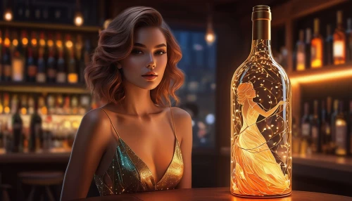 cocktail dress,champagne bottle,bottle fiery,cocktail,glass bottle,sparkling wine,wine bottle,isolated bottle,the bottle,barmaid,digital compositing,glass bottles,champagne cocktail,aperol,wine diamond,a bottle of wine,bottle of wine,bottle surface,world digital painting,vesper,Conceptual Art,Fantasy,Fantasy 03