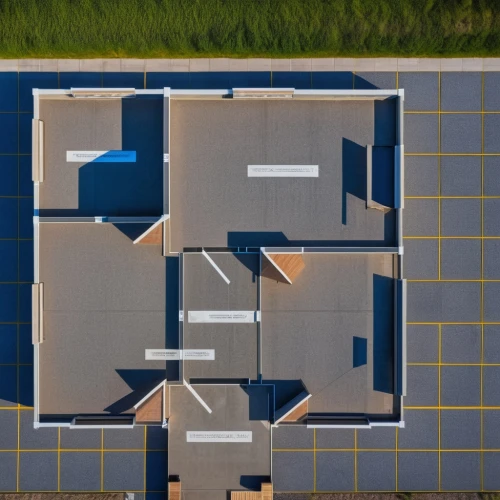 overhead shot,cube house,flat roof,house roofs,cubic house,from above,roof construction,view from above,sky apartment,solar modules,aerial shot,house roof,build a house,house floorplan,solar cell base,blueprints,helipad,housetop,floorplan home,drone shot,Photography,General,Realistic