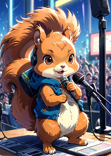 musical rodent,rocket raccoon,squirell,musician,music festival,concert,hoglet,child fox,live concert,rock band,conker,hamster buying,baby groot,racked out squirrel,rocket,music band,little fox,dormouse,announcer,the mascot,Anime,Anime,Realistic