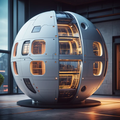 space capsule,futuristic architecture,ball cube,cubic house,sky space concept,round house,spherical,round hut,musical dome,capsule,bb8-droid,ufo interior,spaceship,3d rendering,cube house,solar cell base,cinema 4d,spaceship space,industrial design,teardrop camper,Photography,General,Sci-Fi