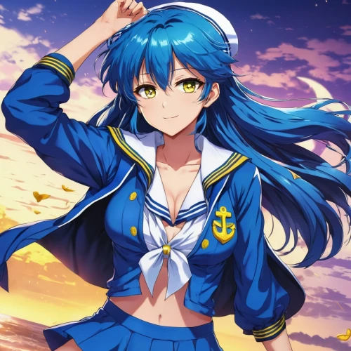 sonoda love live,hamearis lucina,kantai collection sailor,delta sailor,honolulu,ocean background,sailor,sailing blue yellow,ferry,vocaloid,wiz,marine,tsumugi kotobuki k-on,azure,erika,blue heart,admiral,the sea maid,umiuchiwa,ocean,Illustration,Japanese style,Japanese Style 03