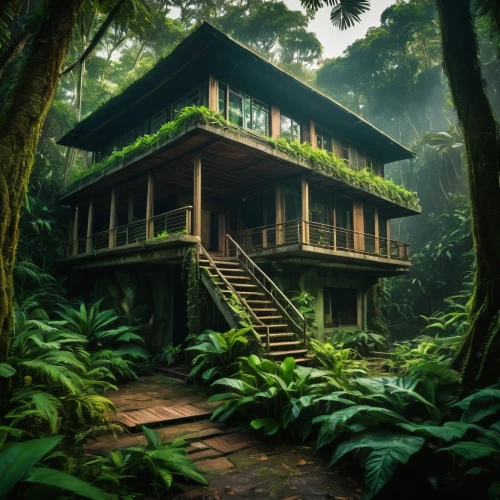 house in the forest,tropical house,tree house,tree house hotel,tropical greens,treehouse,rainforest,rain forest,tropical jungle,wooden house,beautiful home,stilt house,green living,costa rica,timber house,belize,ancient house,house in mountains,greenforest,secluded,Photography,General,Fantasy