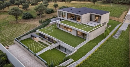 modern house,garden elevation,dunes house,modern architecture,cubic house,cube house,grass roof,eco-construction,villa,two story house,residential house,house shape,frame house,landscape design sydney,3d rendering,timber house,family home,private house,inverted cottage,smart home,Photography,General,Realistic