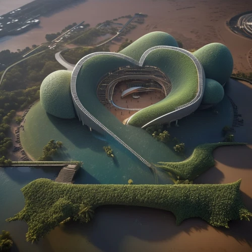 futuristic art museum,heart of love river in kaohsiung,artificial island,futuristic architecture,floating islands,futuristic landscape,floating island,dragon bridge,lotus temple,artificial islands,mushroom island,islet,3d rendering,soumaya museum,mother earth statue,render,river of life project,bird's nest,shanghai disney,eco hotel,Photography,General,Sci-Fi