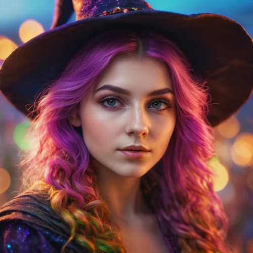 witch's hat icon,fae,witch hat,witch's hat,halloween witch,fantasy portrait,rapunzel,hatter,violet head elf,mystical portrait of a girl,celebration of witches,girl wearing hat,magical,witch,costume hat,violet,the hat-female,sorceress,fantasy picture,elf,Photography,General,Commercial