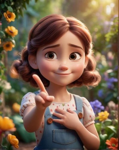 agnes,cute cartoon character,girl in flowers,lilo,clove garden,cute cartoon image,hula,rapunzel,girl in overalls,tiana,princess anna,rosa ' the fairy,cartoon flowers,clove-clove,girl picking flowers,beautiful girl with flowers,rosa 'the fairy,daisy,girl in the garden,flower girl,Photography,General,Cinematic