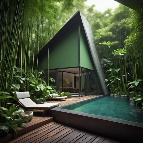 tropical greens,bamboo curtain,tropical house,green living,bamboo plants,floating huts,cubic house,inverted cottage,green waterfall,house in the forest,eco hotel,bamboo forest,asian architecture,pool house,roof landscape,cube house,3d rendering,grass roof,garden design sydney,hawaii bamboo,Photography,Artistic Photography,Artistic Photography 11