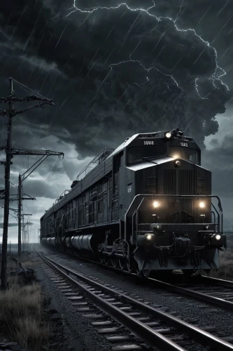 electric train,through-freight train,train shocks,electric locomotives,ghost locomotive,ghost train,thunderbolt,thunderstorm,freight car,freight trains,strom,railroad car,electric locomotive,lightning storm,amtrak,mixed freight train,train car,freight train,rail transport,rail car,Conceptual Art,Fantasy,Fantasy 33