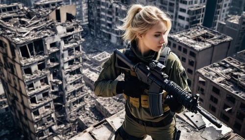 girl with gun,girl with a gun,digital compositing,woman holding gun,heavy object,insurgent,divergent,operator,superhero background,above the city,photoshop manipulation,shooter game,photo manipulation,katniss,ballistic vest,sniper,district 9,drone operator,mercenary,sprint woman,Photography,Black and white photography,Black and White Photography 01