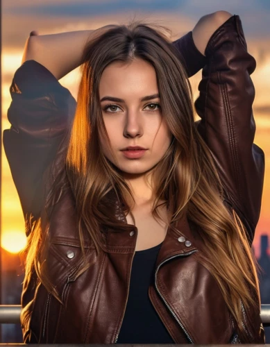 portrait background,leather jacket,jeans background,girl portrait,photoshop manipulation,fashion vector,young woman,girl with gun,photographic background,spotify icon,denim background,image manipulation,digital compositing,female model,portrait photography,portrait photographers,hand digital painting,georgia,city ​​portrait,edit icon,Photography,General,Realistic