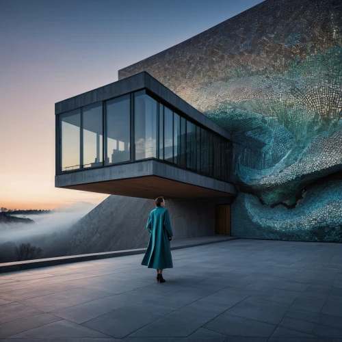 futuristic art museum,house of the sea,glass wall,elbphilharmonie,glass facade,water wall,soumaya museum,dunes house,futuristic architecture,ocean waves,glass rock,glass facades,glass building,structural glass,cubic house,contemporary,modern architecture,art gallery,japanese waves,geological phenomenon