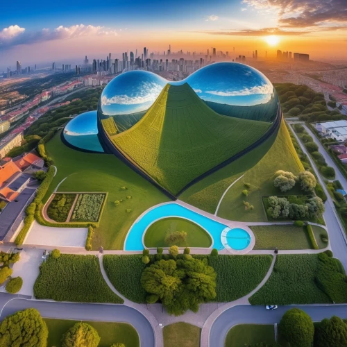 futuristic architecture,futuristic art museum,musical dome,roof domes,futuristic landscape,singapore,feng shui golf course,singapore landmark,tianjin,dubai miracle garden,oval forum,lotus temple,gardens by the bay,bee-dome,roof landscape,mother earth statue,flower dome,largest hotel in dubai,zhengzhou,mushroom landscape,Photography,General,Realistic