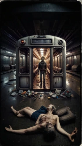 the morgue,conceptual photography,photo manipulation,passengers,train compartment,autopsy,cd cover,photomanipulation,play escape game live and win,train car,the girl is lying on the floor,sci fi surgery room,dead earth,hathseput mortuary,photoshop manipulation,photomontage,railway carriage,train shocks,digital compositing,the train