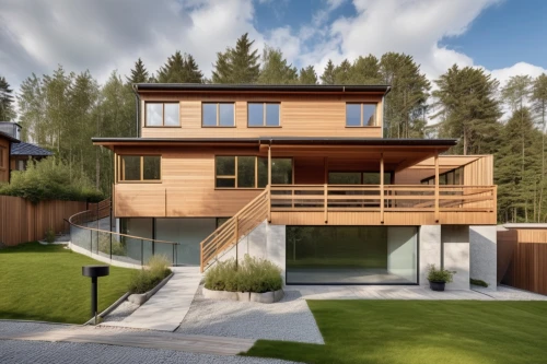 modern house,timber house,modern architecture,wooden decking,dunes house,wooden house,eco-construction,mid century house,residential house,smart house,cubic house,house shape,two story house,modern style,wood deck,grass roof,luxury property,decking,3d rendering,chalet,Photography,General,Realistic