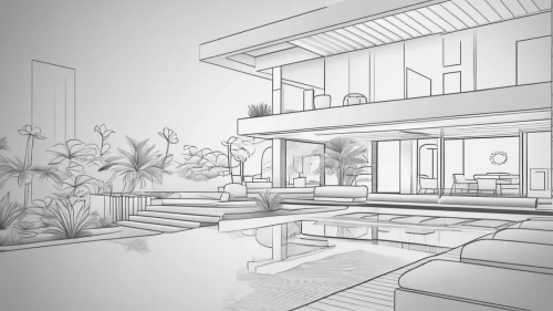 landscape design sydney,pool house,3d rendering,garden design sydney,landscape designers sydney,house drawing,tropical house,luxury home interior,wireframe graphics,luxury property,modern house,mansion,mono-line line art,conservatory,floorplan home,luxury home,core renovation,render,garden elevation,mono line art,Design Sketch,Design Sketch,Outline