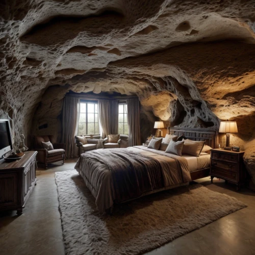 great room,attic,sleeping room,cliff dwelling,cappadocia,cave,ornate room,tuff stone dwellings,cave church,pit cave,cave on the water,luxury hotel,stone age,rooms,bed and breakfast,log home,vaulted cellar,cave of altamira,one room,loft